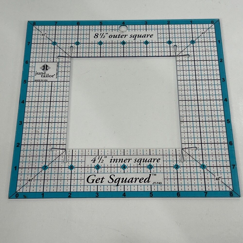 June Tailor Get Squared Quilters Ruler Template 8.5" Outer & 4.5" Inner